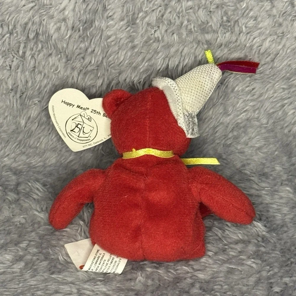 Ty Teenie Beanie Bopper 5th Anniversary Red Bear Plush 5